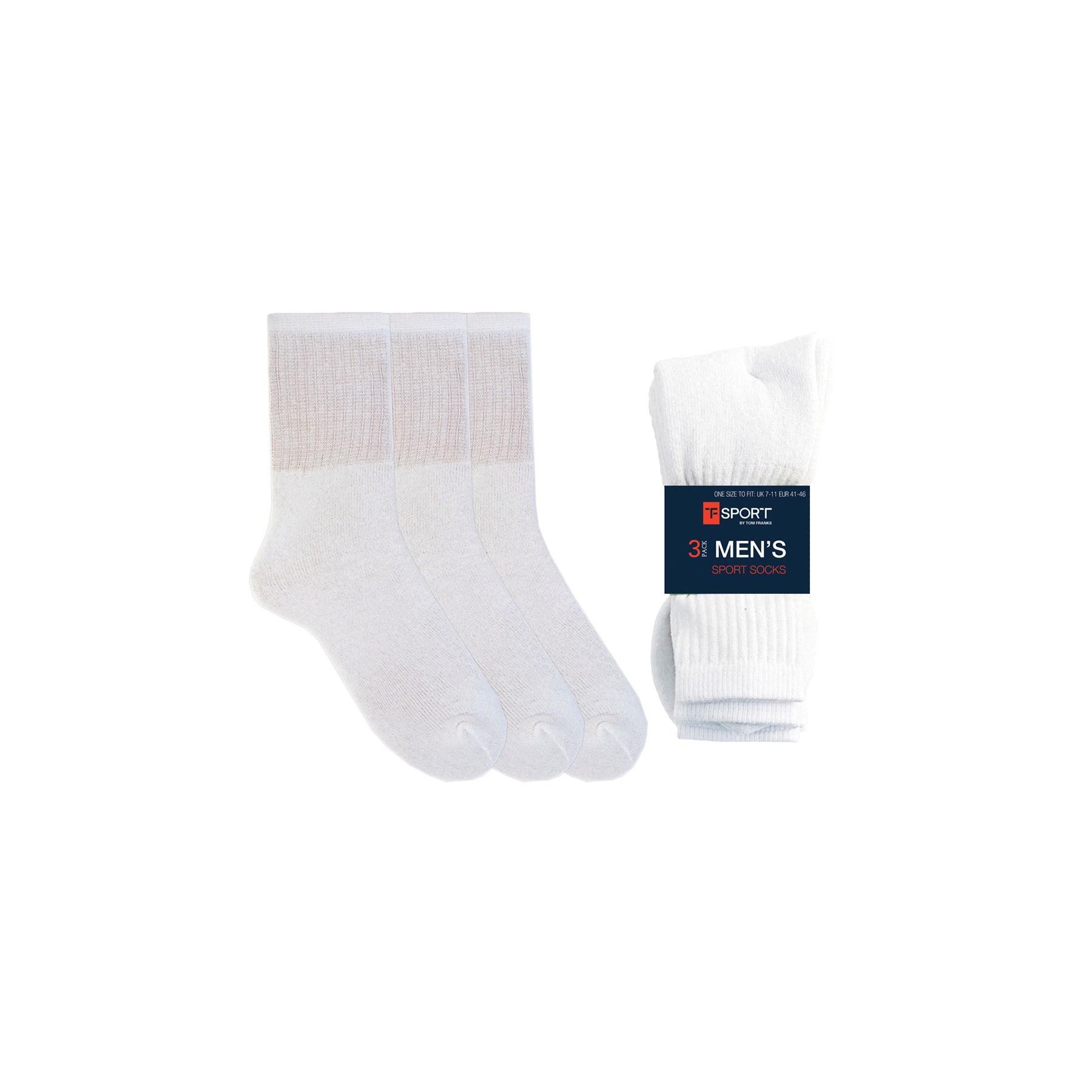 Mens 3 Pack White Sports Socks (SK102)